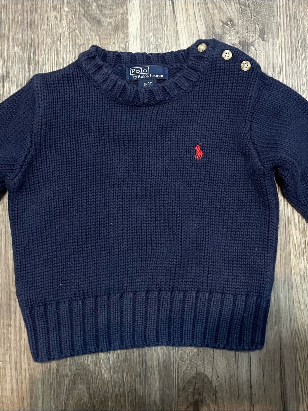 Polo by Ralph Lauren Navy Crewneck Sweater with Red Pony